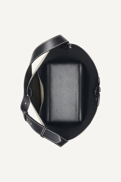 NICOLE LOGO BUCKET BAG Natural/Black | DKNY