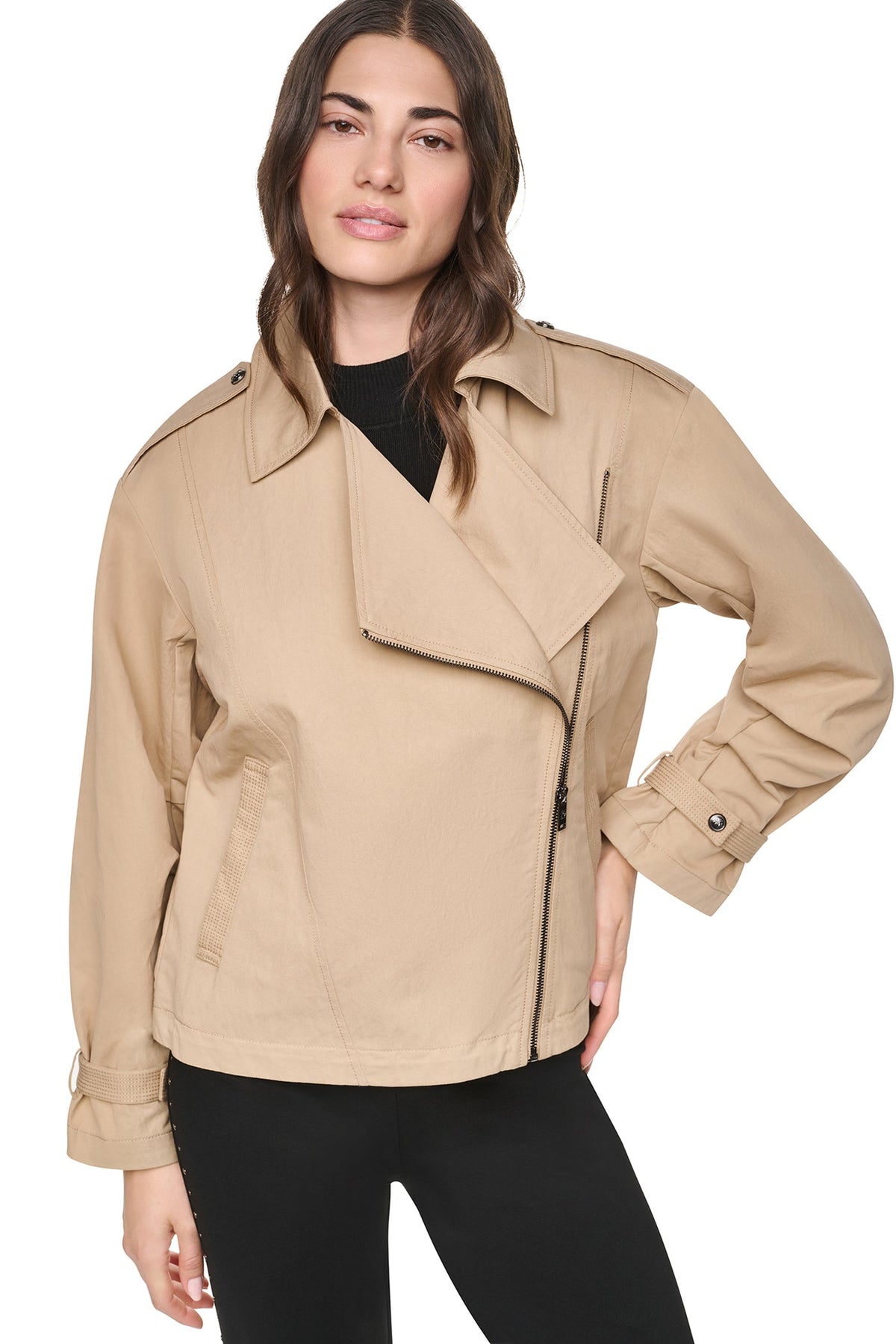 MORNINGSIDE BIKER JACKET Travertine | DKNY