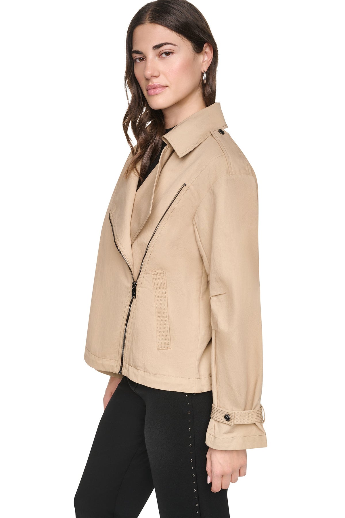 MORNINGSIDE BIKER JACKET Travertine | DKNY