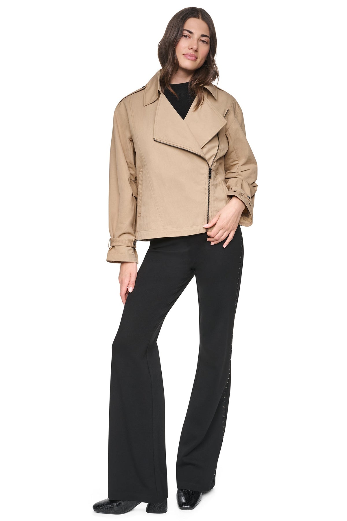 MORNINGSIDE BIKER JACKET Travertine | DKNY