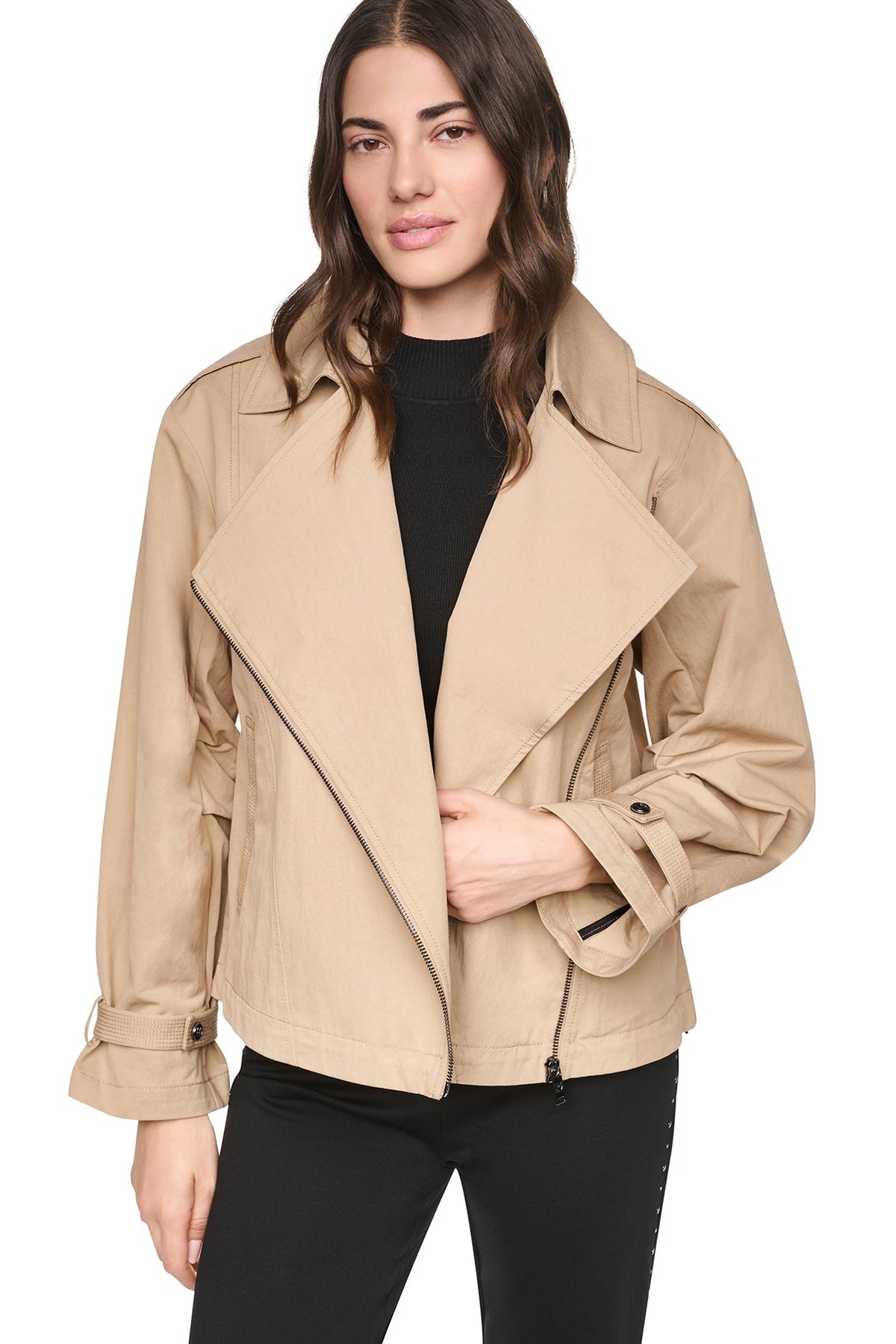 MORNINGSIDE BIKER JACKET Travertine | DKNY