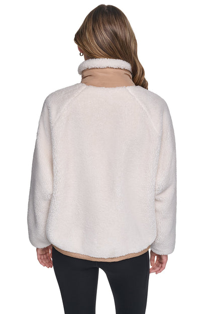SHERPA FULL ZIP JACKET Eggnog/Praline | DKNY