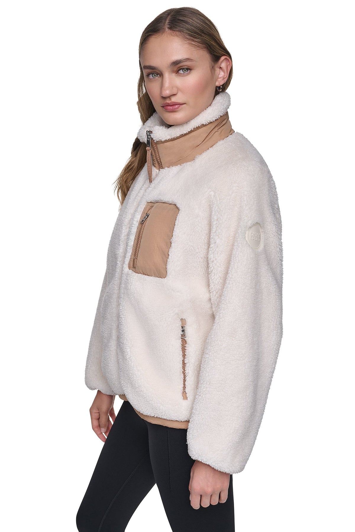 SHERPA FULL ZIP JACKET Eggnog/Praline | DKNY