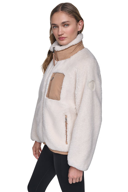 SHERPA FULL ZIP JACKET Eggnog/Praline | DKNY