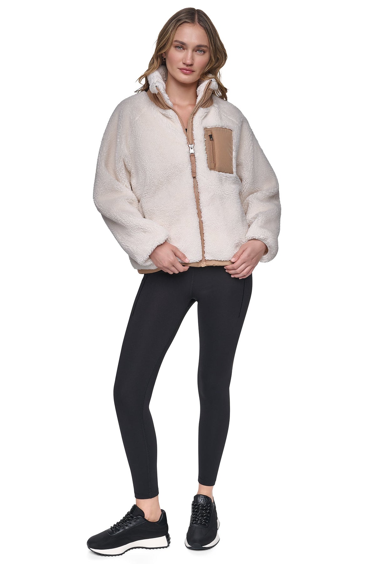 SHERPA FULL ZIP JACKET Eggnog/Praline | DKNY