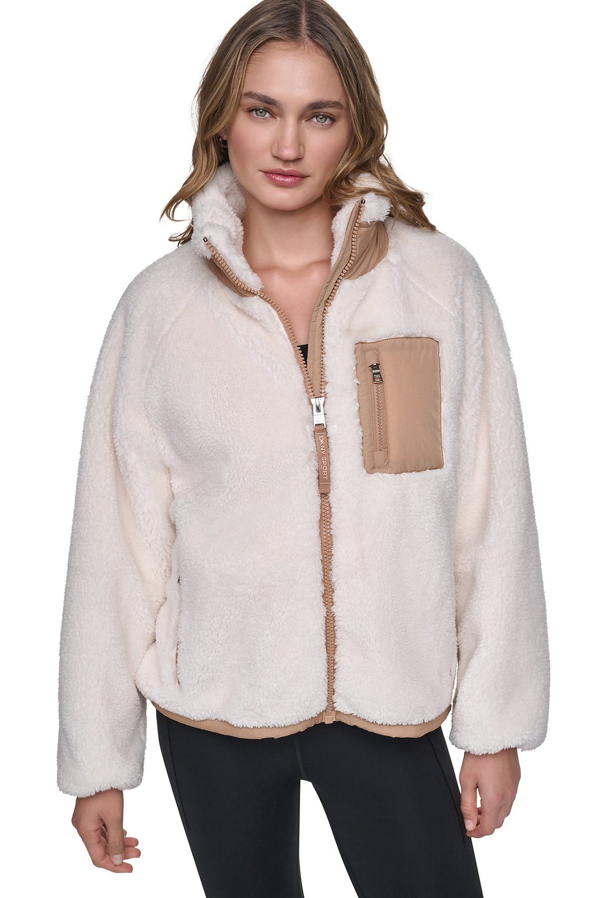 SHERPA FULL ZIP JACKET Eggnog/Praline | DKNY