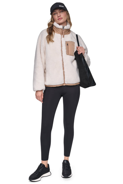 SHERPA FULL ZIP JACKET Eggnog/Praline | DKNY