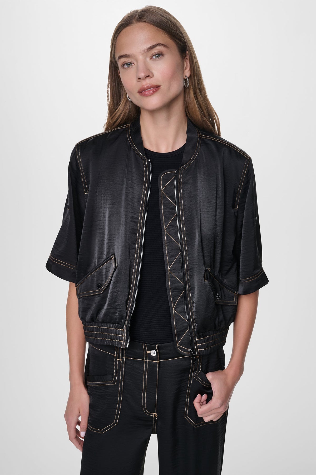 CONTRAST STITCH JACKET Dune | DKNY