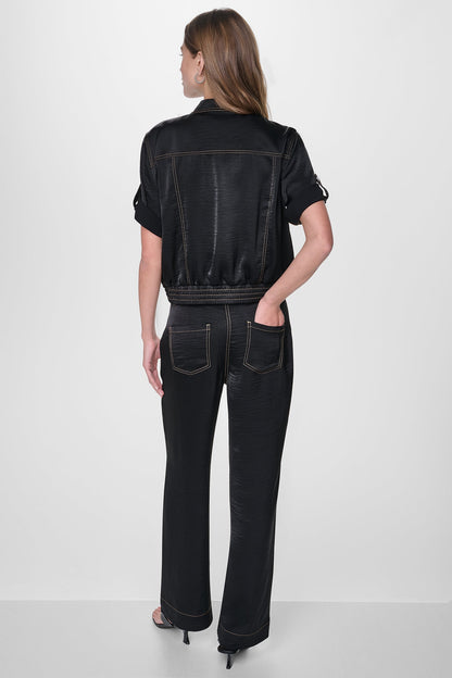CONTRAST STITCH JACKET Dune | DKNY