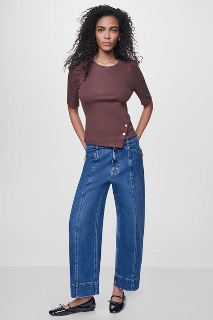 SHORT SLEEVE ASYMMETRIC TOP Eggnog | DKNY