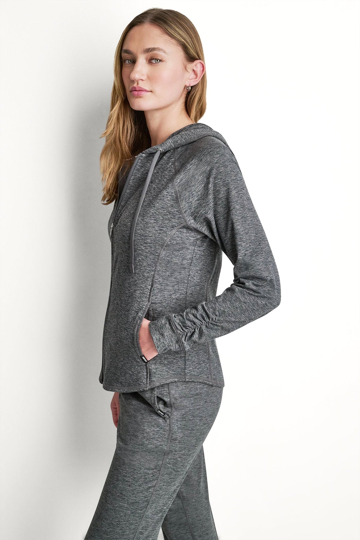 SPACEDYE FULL ZIP HOODIE Claret Spacedye | DKNY