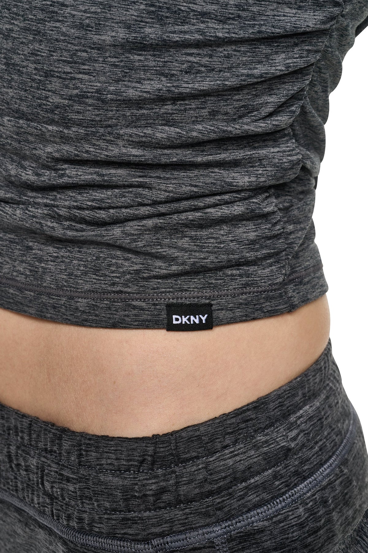 LONG SLEEVE SPACEDYE RUCHED TOP Claret Spacedye | DKNY