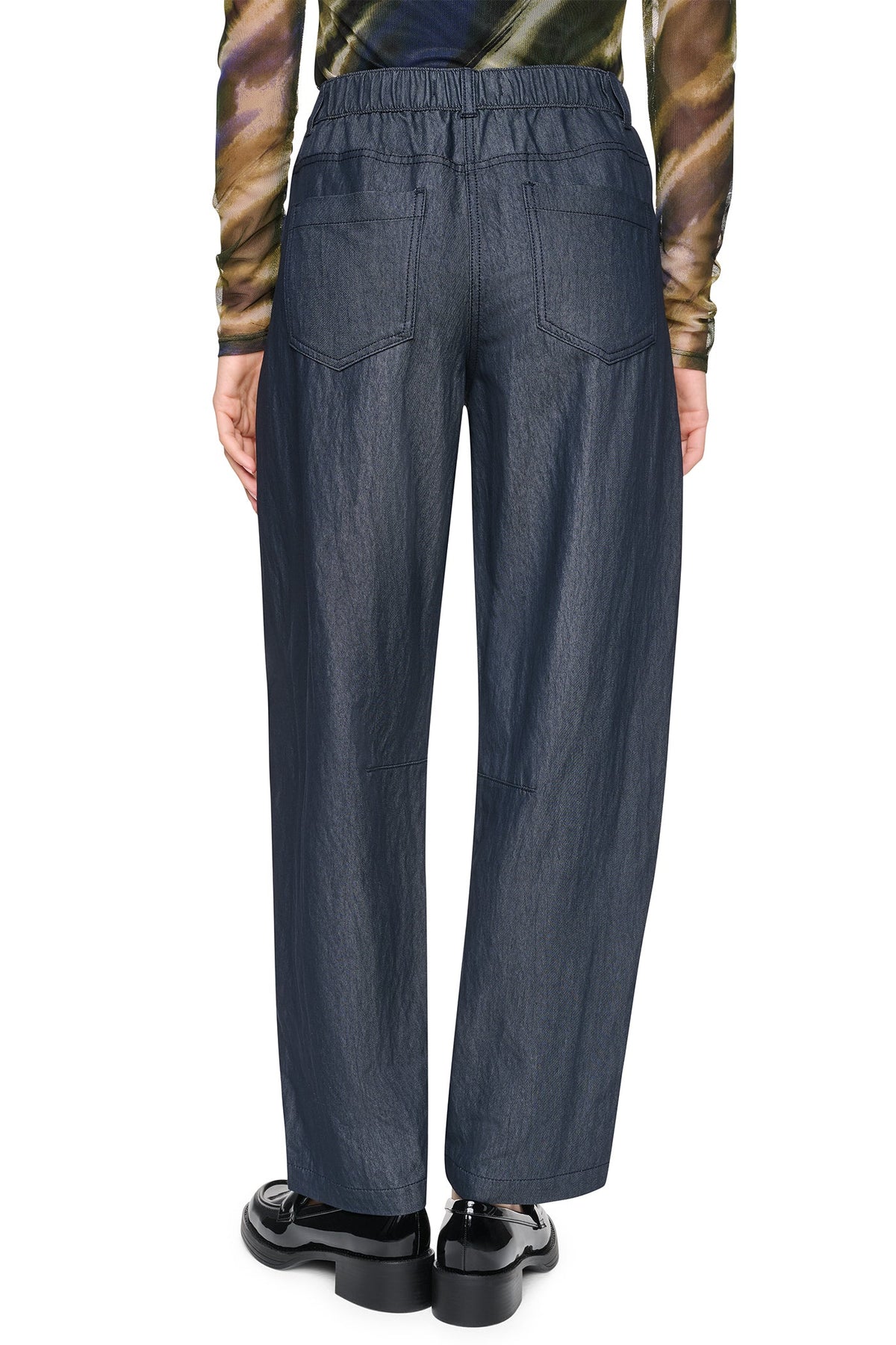 MID-RISE WASHED INDIGO WIDE LEG PANT Dark Indigo | DKNY