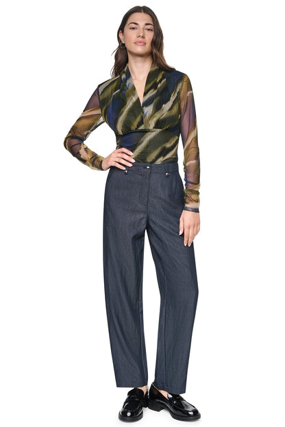 MID-RISE WASHED INDIGO WIDE LEG PANT Dark Indigo | DKNY