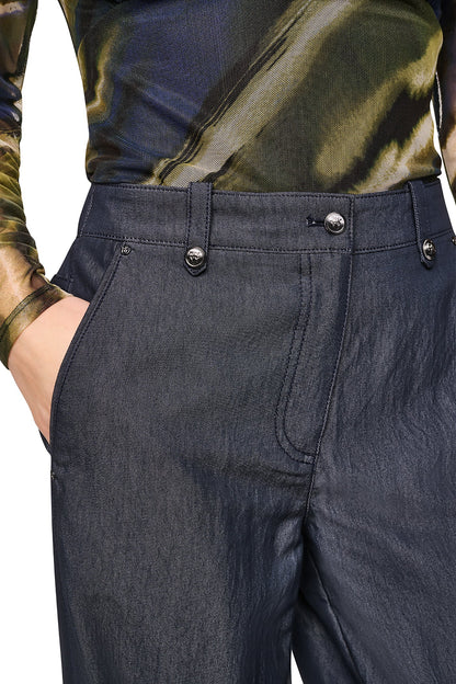 MID-RISE WASHED INDIGO WIDE LEG PANT Dark Indigo | DKNY