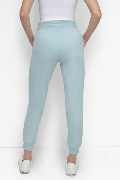 TWO-TONE HIGH-RISE LOGO DRAWSTRING SKINNY JOGGER Black | DKNY