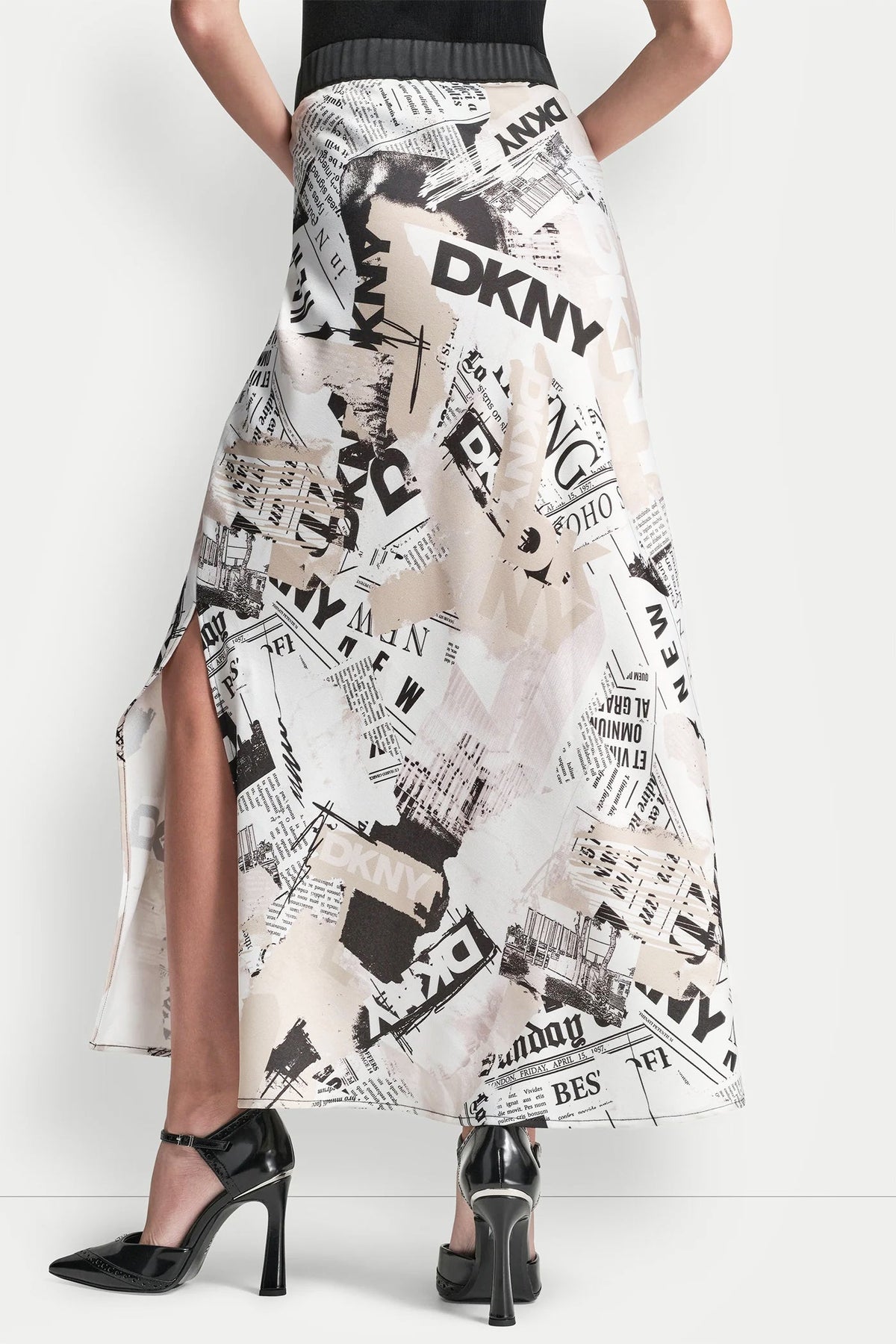 NEWSPAPER PRINT MIDI SKIRT DKNY Headliner | DKNY