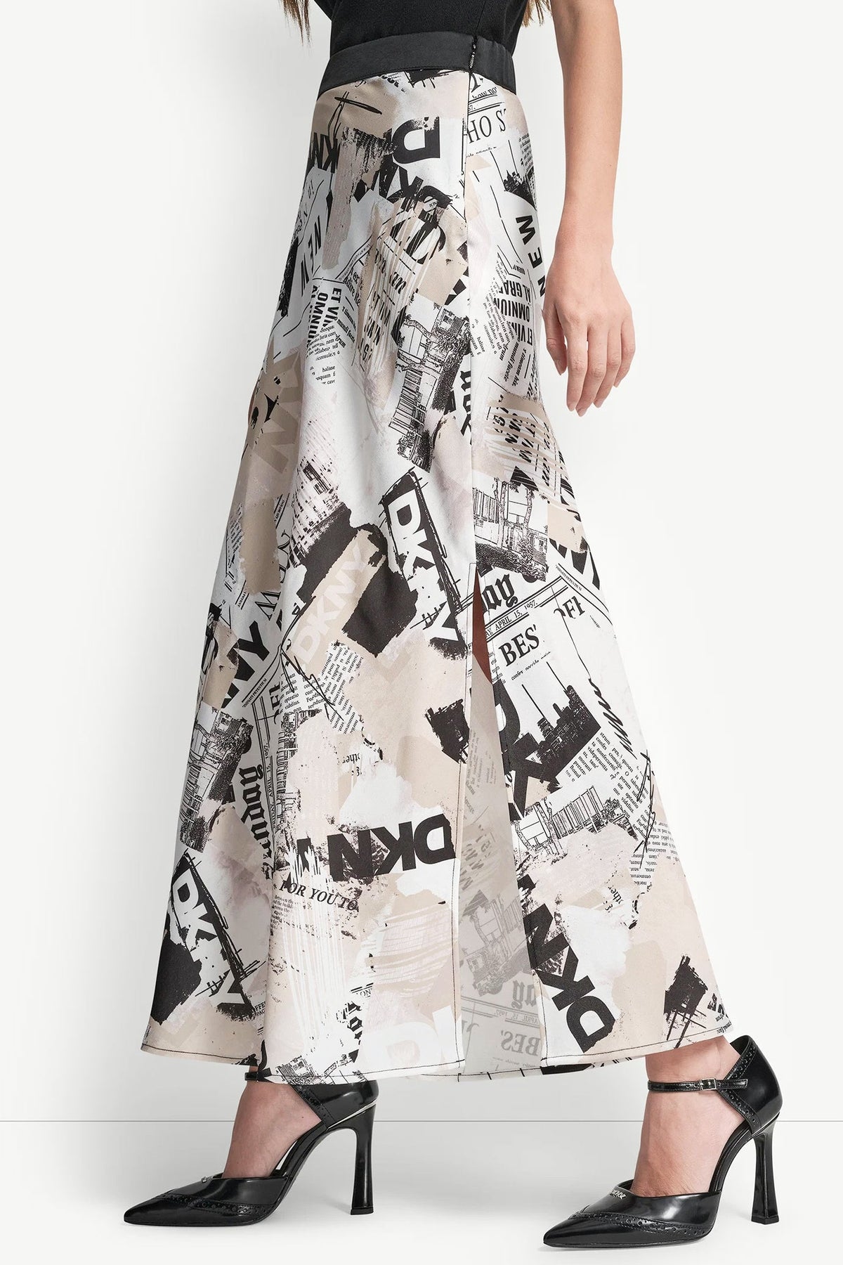 NEWSPAPER PRINT MIDI SKIRT DKNY Headliner | DKNY