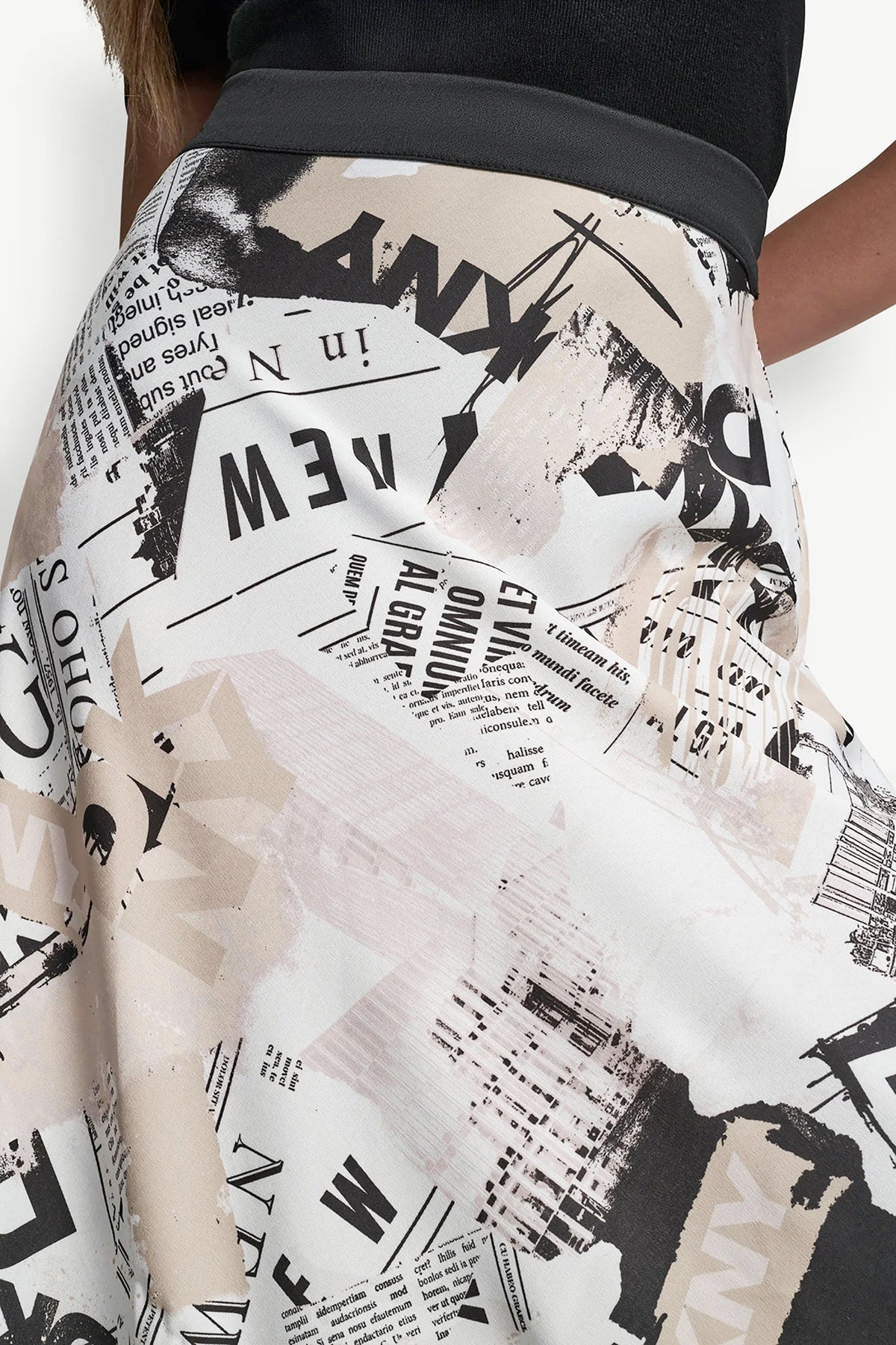 NEWSPAPER PRINT MIDI SKIRT DKNY Headliner | DKNY