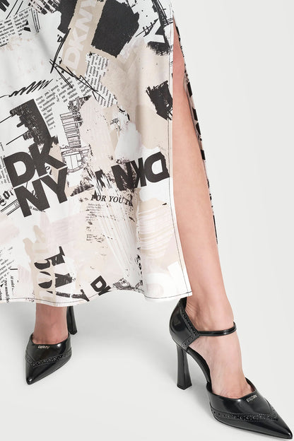 NEWSPAPER PRINT MIDI SKIRT DKNY Headliner | DKNY