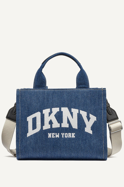 HADLEE SMALL DENIM LOGO TOTE DENIM | DKNY