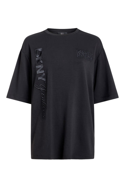 DKNY X YANKEES SHORT-SLEEVE EMBOSSED TEE Black | DKNY