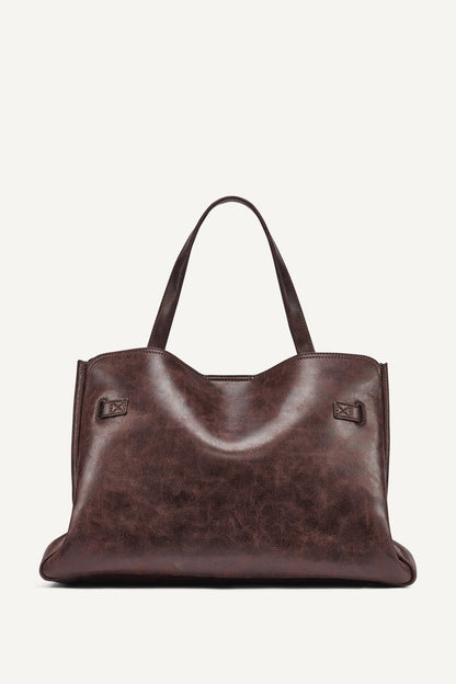 BRYAR LARGE FLAP SATCHEL Black/Silver | DKNY
