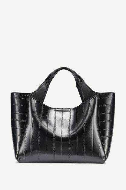 WILLA MINI RIBBED SATCHEL Black/Silver | DKNY