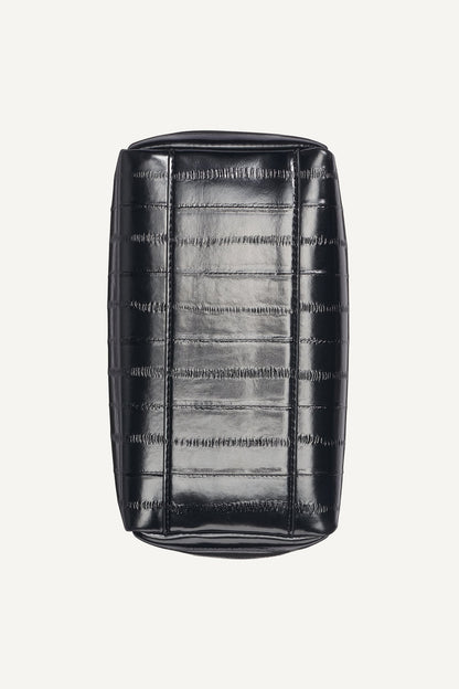WILLA MINI RIBBED SATCHEL Black/Silver | DKNY