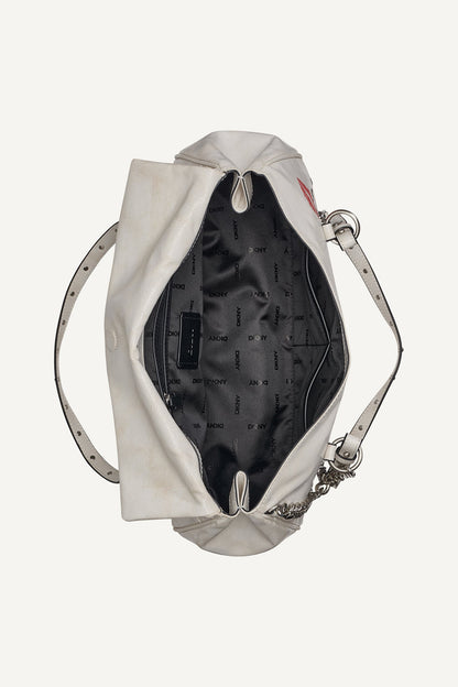 SKYE MEDIUM GRAFFITI SATCHEL Marshmallow | DKNY