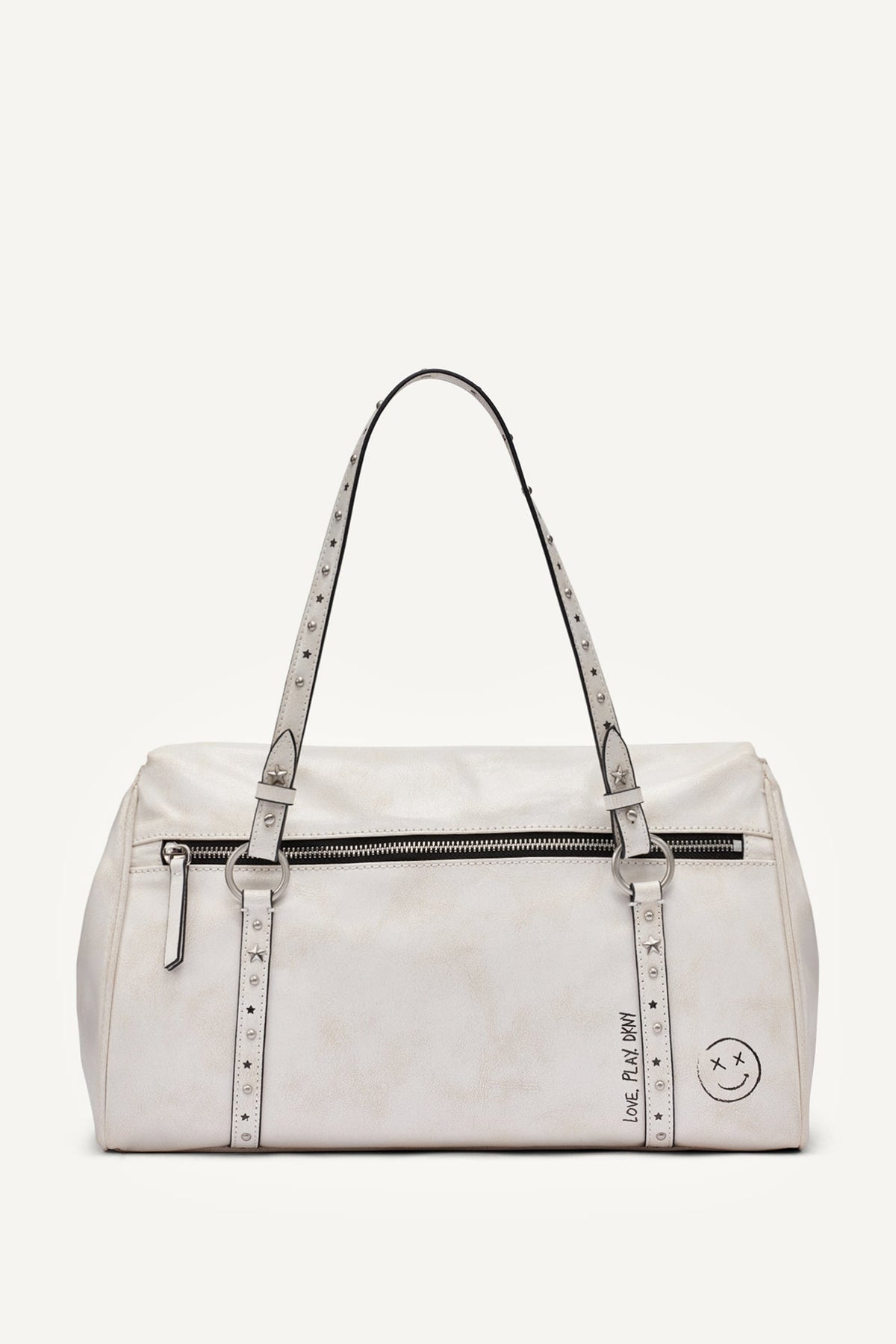 SKYE MEDIUM GRAFFITI SATCHEL Marshmallow | DKNY