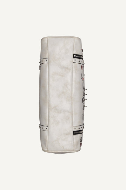 SKYE MEDIUM GRAFFITI SATCHEL Marshmallow | DKNY