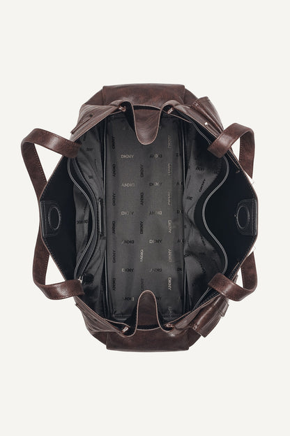 BRYAR LARGE FLAP SATCHEL Coffee Bean | DKNY