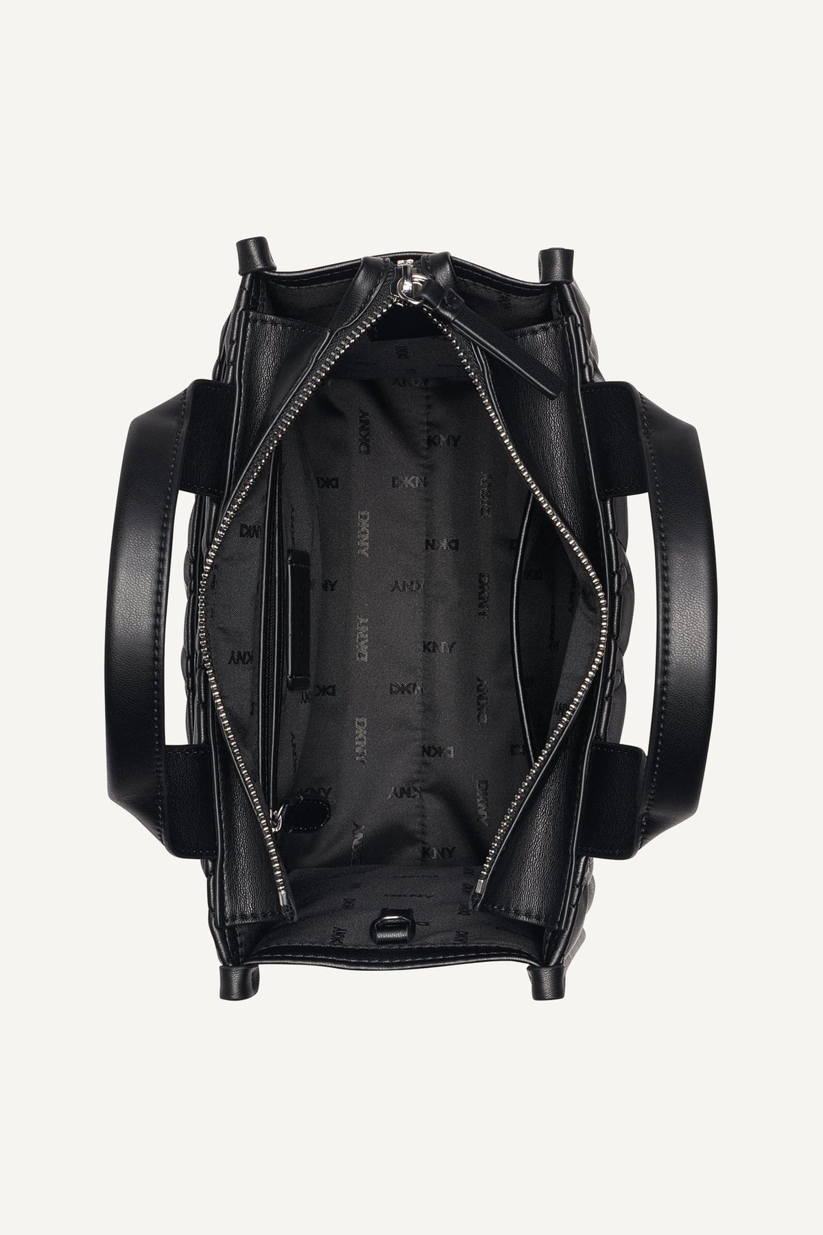HADLEE SMALL QUILTED LOGO TOTE Black/Silver | DKNY