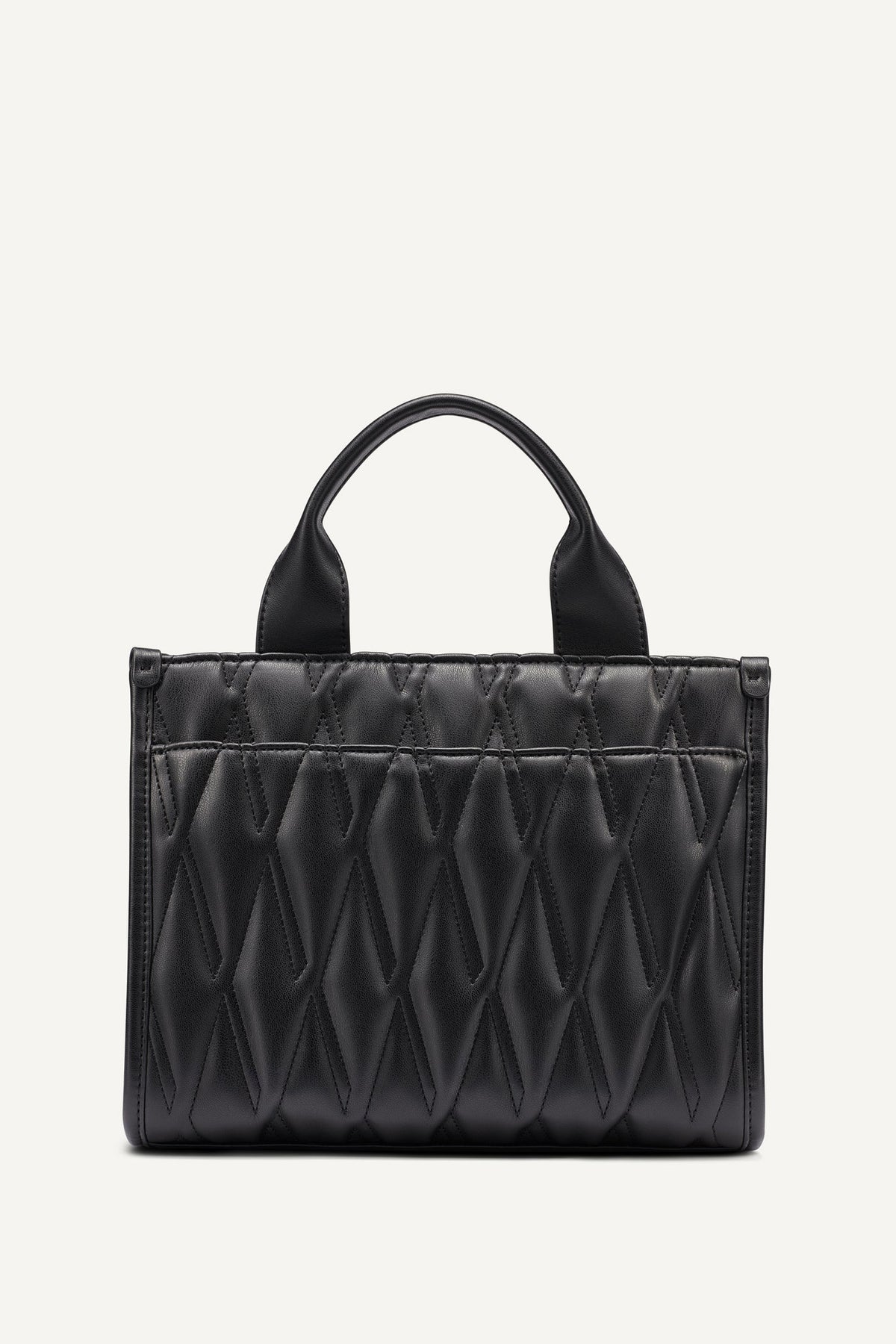 HADLEE SMALL QUILTED LOGO TOTE Black/Silver | DKNY