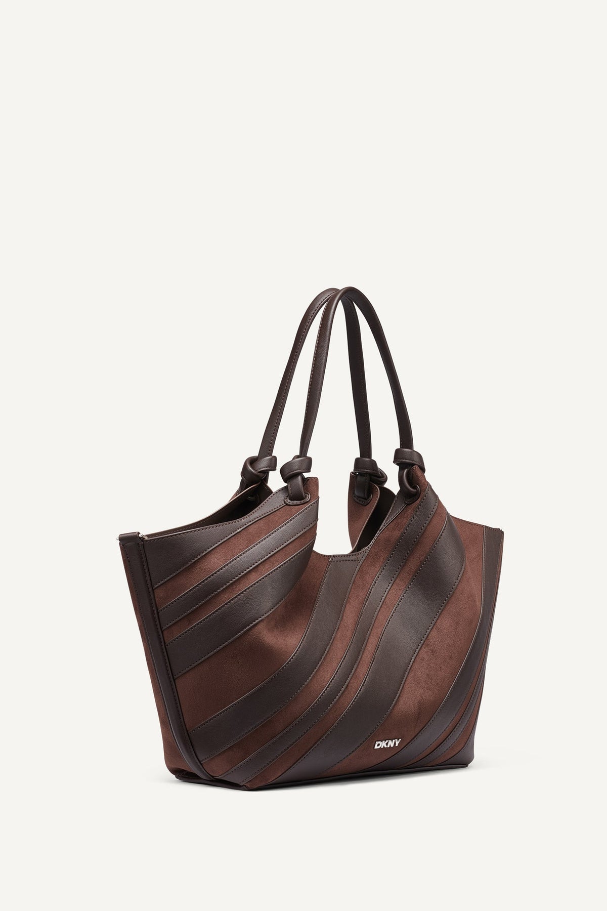 PAULA MEDIUM STRIPED COMMUTER TOTE Black/Silver | DKNY