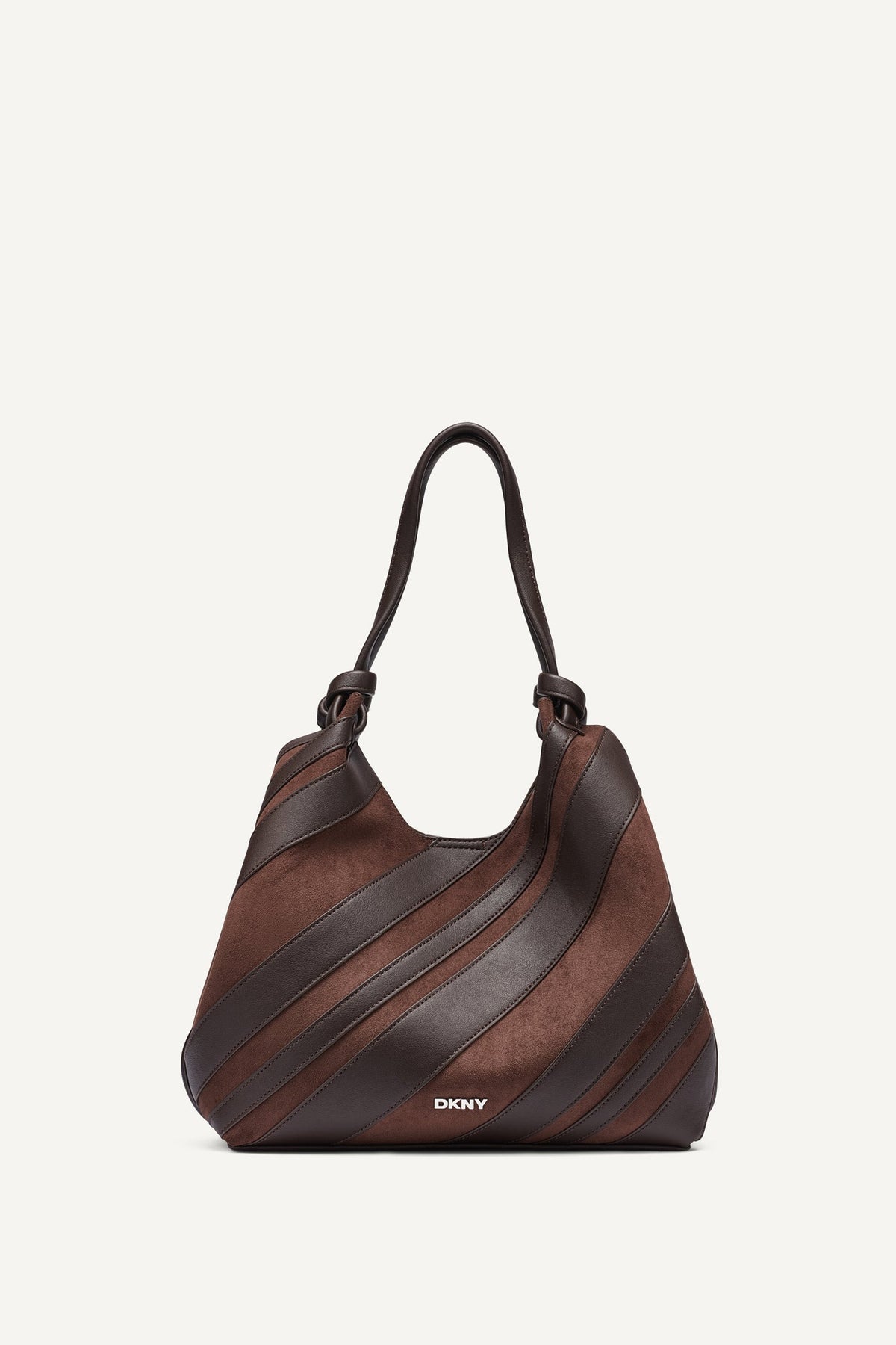 PAULA MEDIUM STRIPED COMMUTER TOTE Black/Silver | DKNY