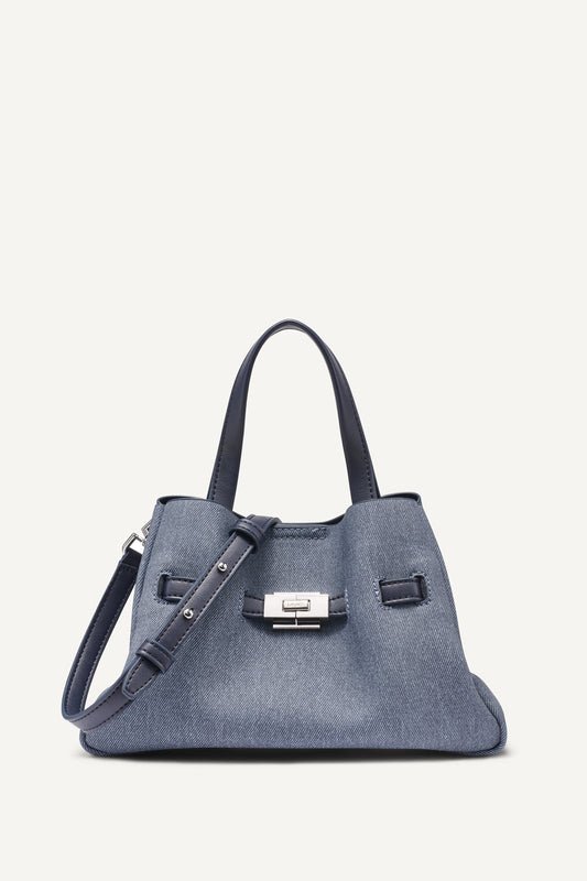 BRYAR DENIM SMALL SATCHEL Denim | DKNY