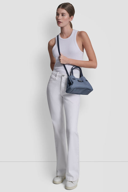 BRYAR DENIM SMALL SATCHEL Denim | DKNY