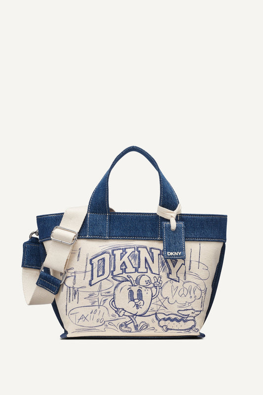 BRADY CANVAS SMALL GRAFFITI LOGO CROSSBODY BAG Natural | DKNY