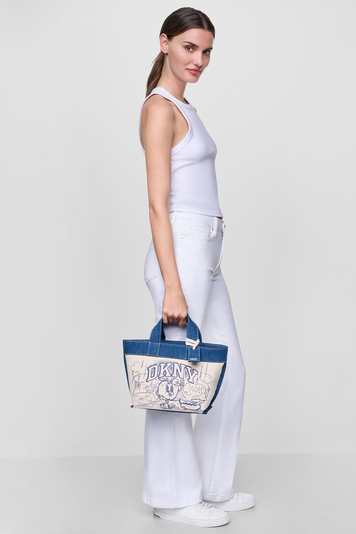 BRADY CANVAS SMALL GRAFFITI LOGO CROSSBODY BAG Natural | DKNY