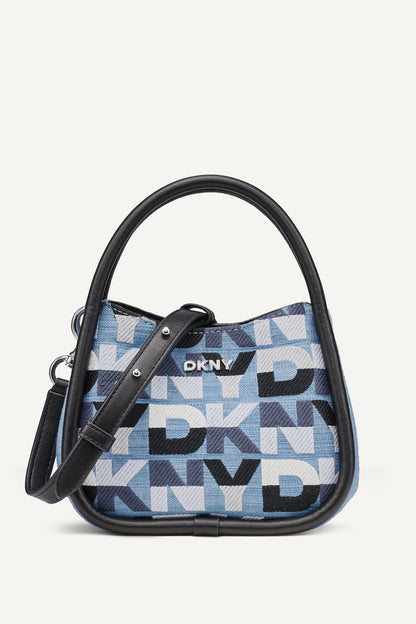 CAPRI DENIM LOGO HOBO CROSSBODY BAG Midnight Combo | DKNY