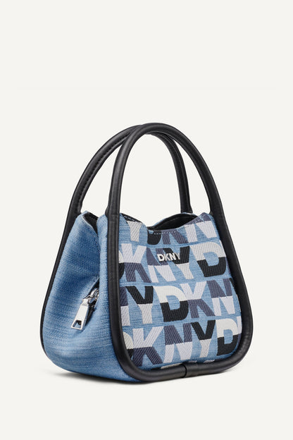 CAPRI DENIM LOGO HOBO CROSSBODY BAG Midnight Combo | DKNY