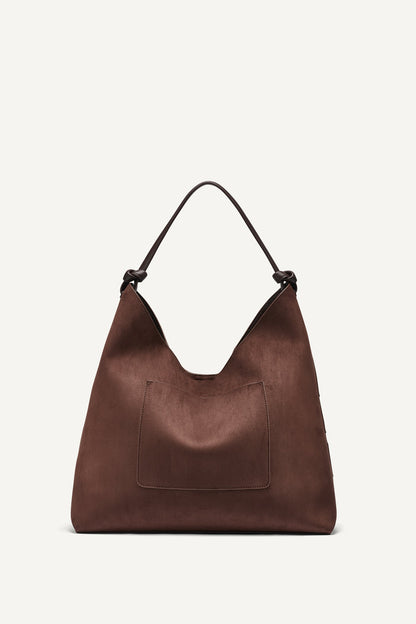 PAULA STRIPE HOBO BAG Coffee Bean | DKNY
