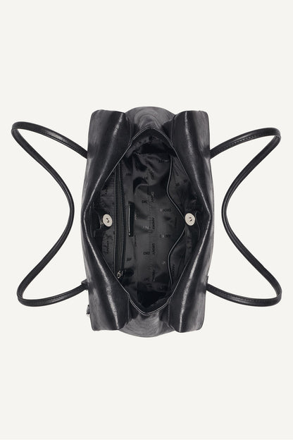RIVINGTON LARGE LOGO SATCHEL Black/Silver | DKNY