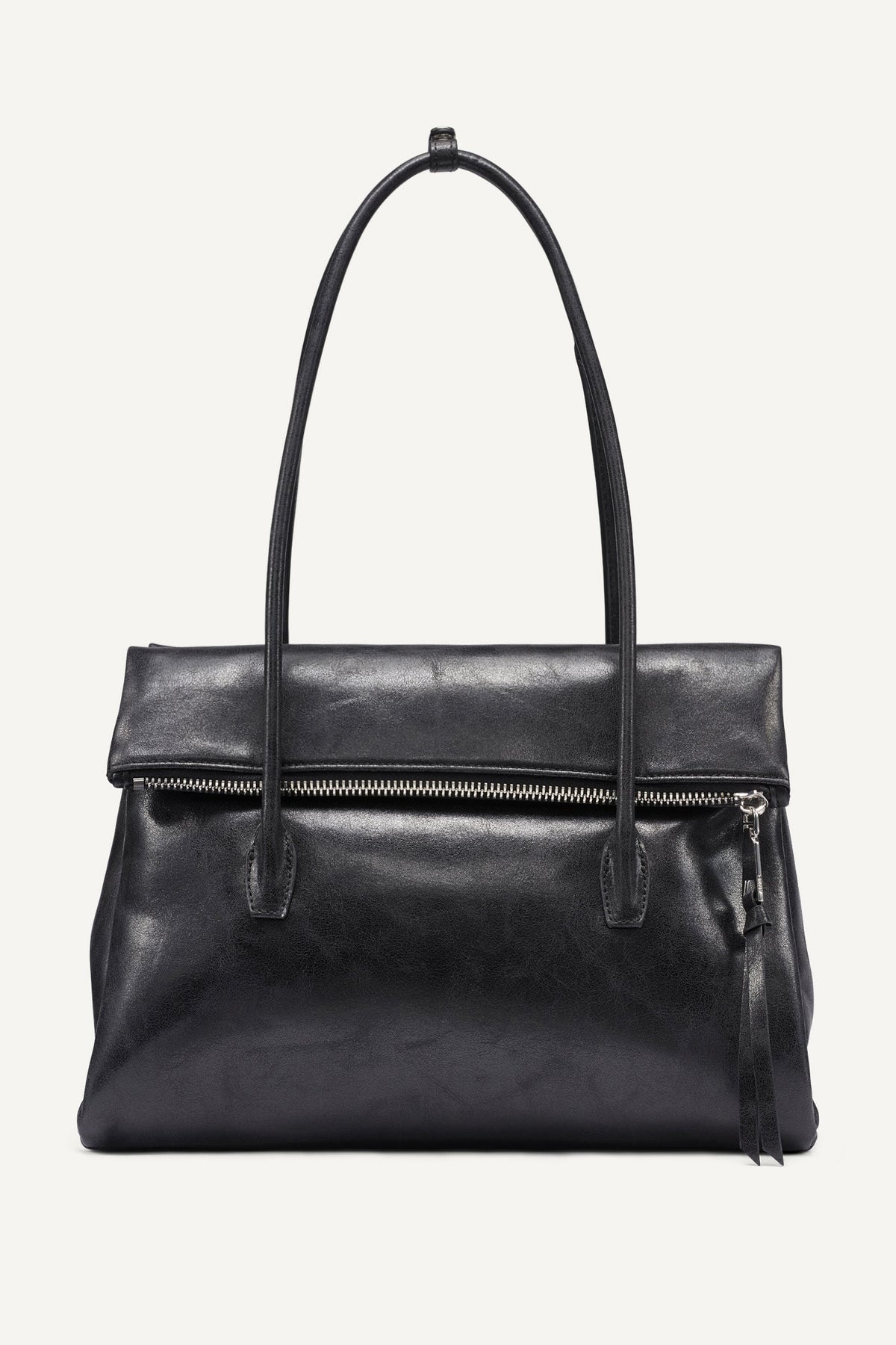 RIVINGTON LARGE LOGO SATCHEL Black/Silver | DKNY