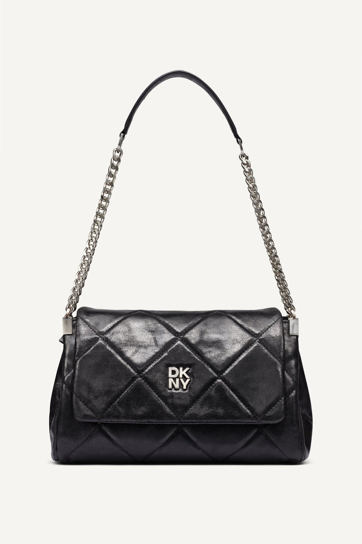 SOHO MEDIUM SHOULDER BAG Black/Silver | DKNY
