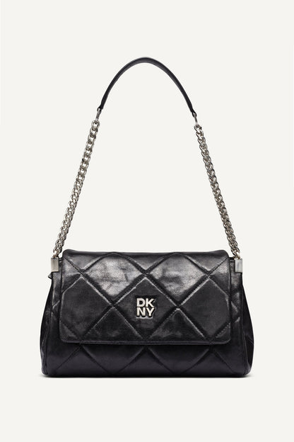SOHO MEDIUM SHOULDER BAG Black/Silver | DKNY