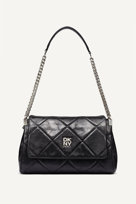 SOHO MEDIUM SHOULDER BAG Black/Silver | DKNY
