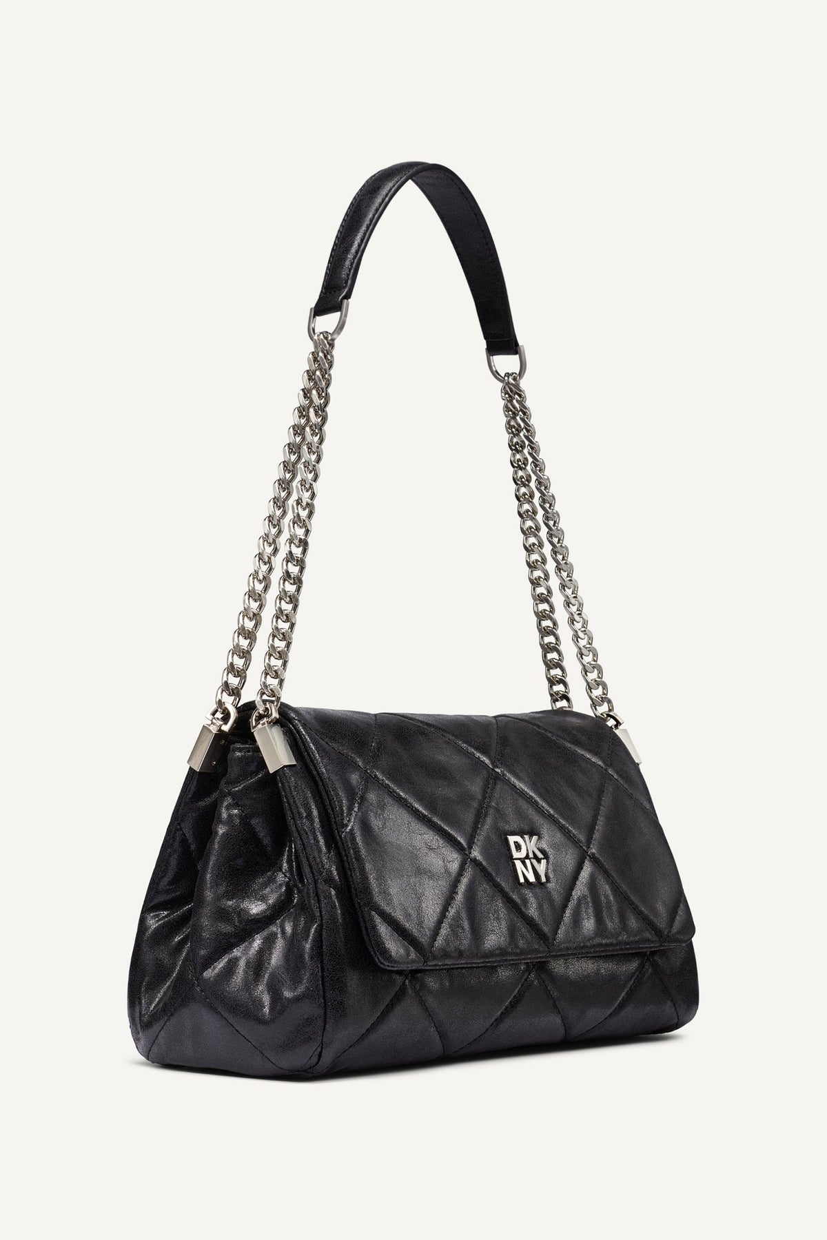 SOHO MEDIUM SHOULDER BAG Black/Silver | DKNY